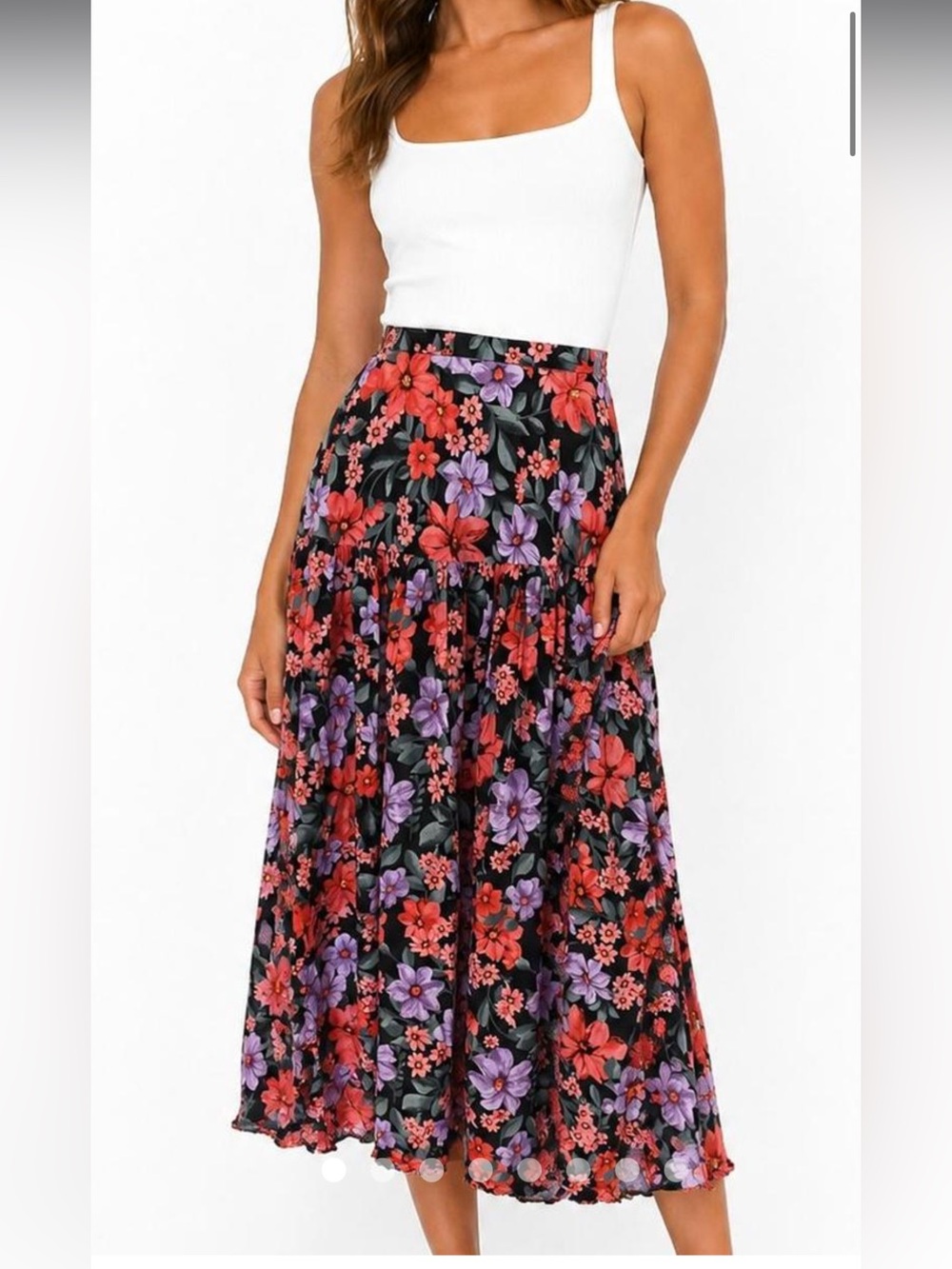 Abel the Label Anthropologie  Floral Tiered Maxi Skirt
